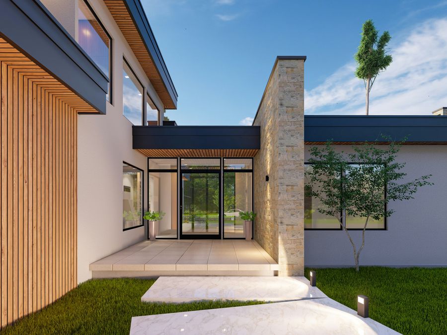 New home under construction with clean architectural lines